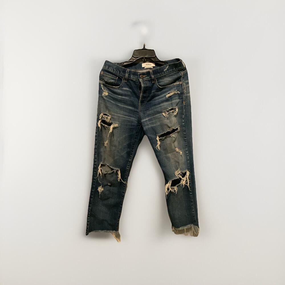 Pistola Distressed Button Fly Jeans Raw cut out Hem‎ Size 27